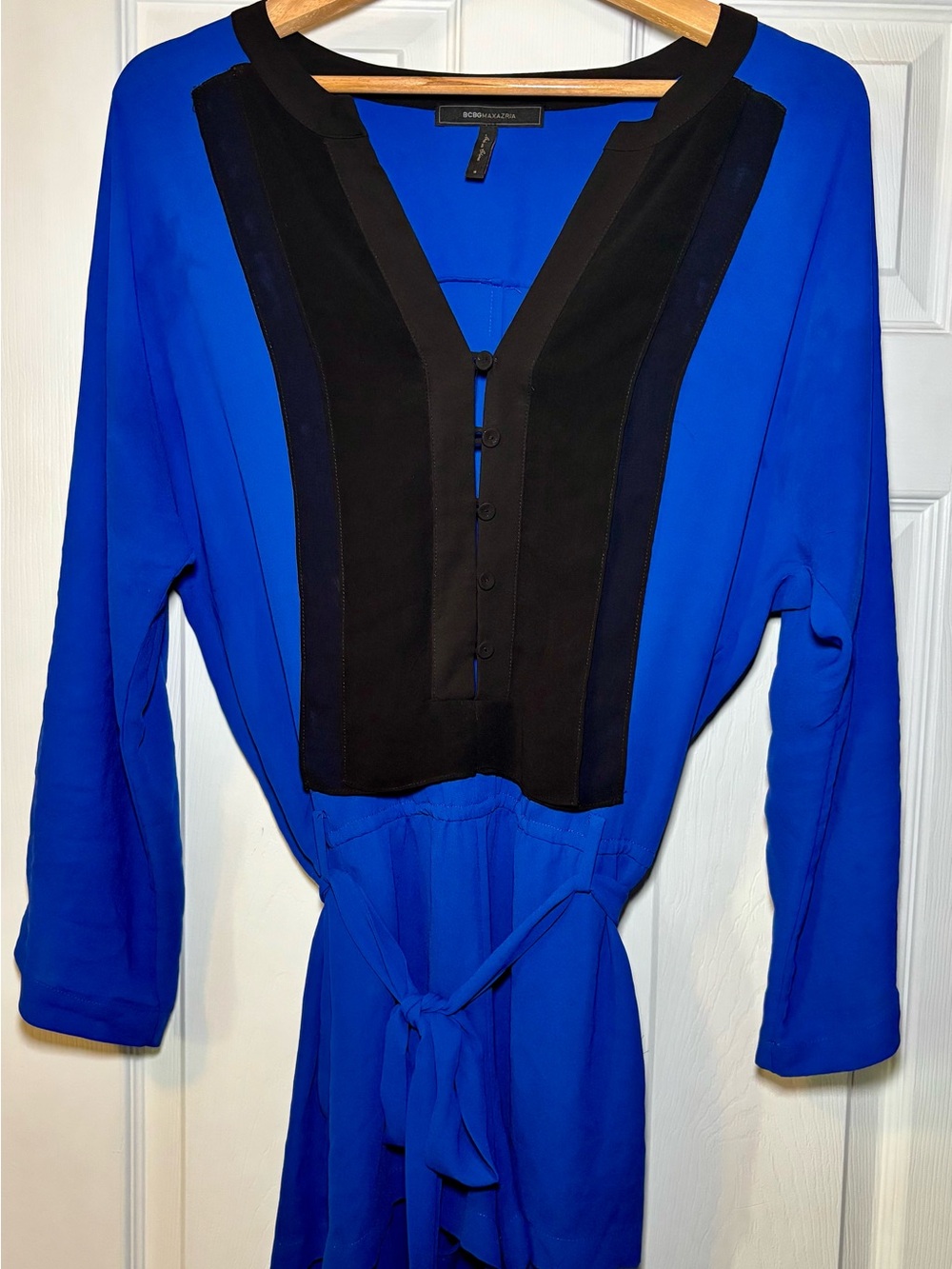 BCBGMaxAzria Royal Blue Dress with Black Front Panel - Picture 4 of 5